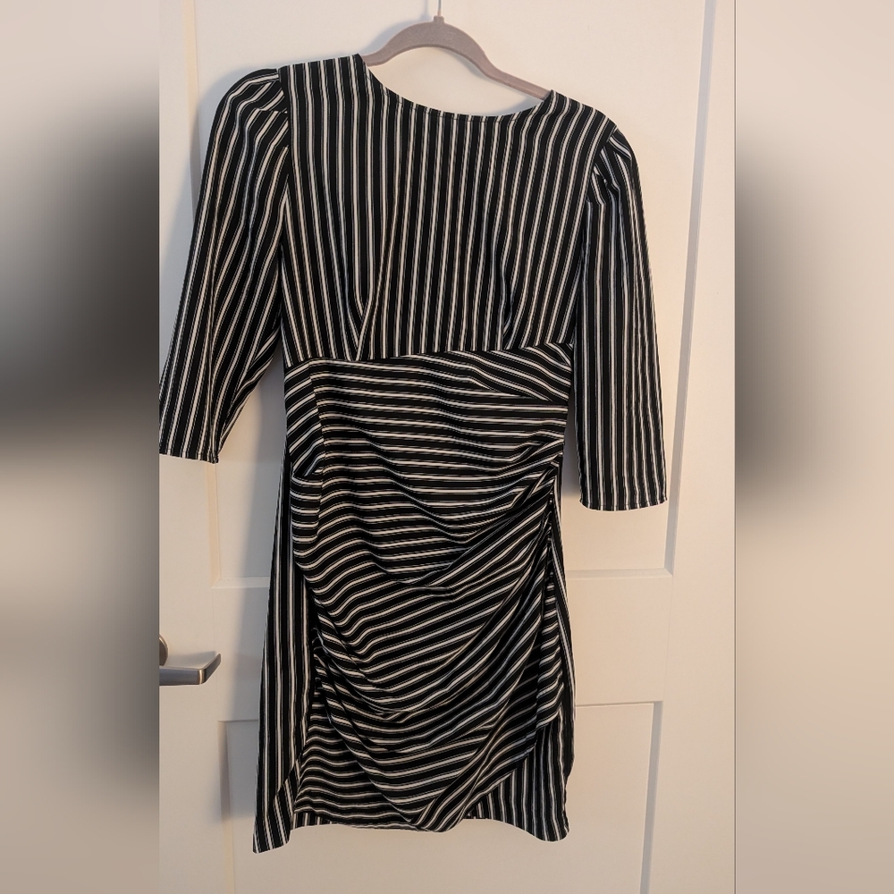 Madison Black and White Striped Long Sleeve Dress